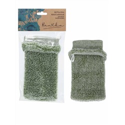 Мочалка для тела "Banika"Массажная рукавица", зеленая, полиэстер, 20х10см