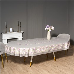 СКАТЕРТЬ  ОВАЛЬНАЯ  "ИРИСЫ" ,180Х300СМ ,СЕРЫЙ,100%ХЛОПОК ,ТВИЛ