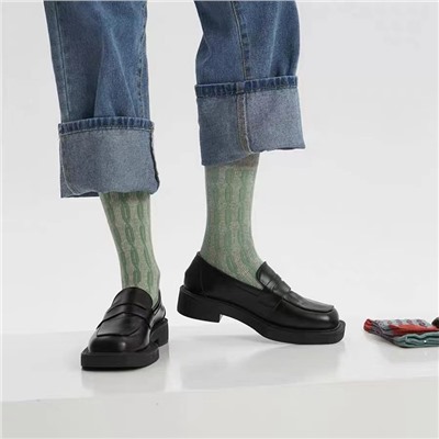 Contrasting color twist three -dimensional relief ladies retro wind cotton cotton cotton socks Korean ins spring retro forest