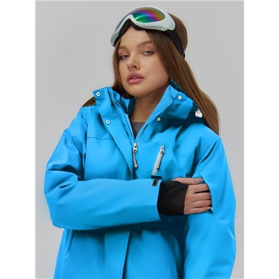 Горнолыжная куртка женская зимняя синего цвета 7015_1S