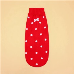 Свитер для животных «Горошек», размер 14 (ДС 32-35, ОГ 35-45, ОШ 22-26 см), красный