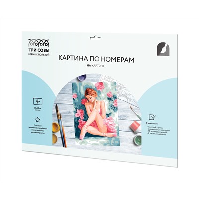 Картина по номерам на картоне ТРИ СОВЫ "Балерина в розовой пачке", 30*40, с акриловыми красками и кистями