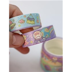 Набор декоративного скотча 5 шт. "Space bunny", green, шоу-бокс 12 шт.