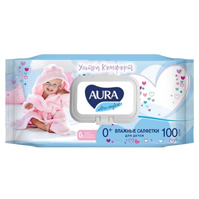 Влажные салфетки Aura Ultra Comfort, детские, гипоаллергенные, 100 шт.