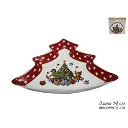 105-131 Блюдо елка НОВЫЙ ГОД в под.уп.(х48)Фарфор