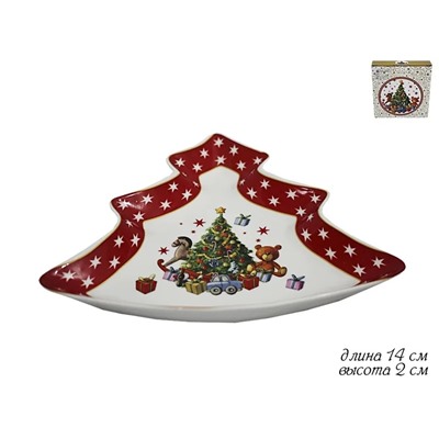 105-131 Блюдо елка НОВЫЙ ГОД в под.уп.(х48)Фарфор