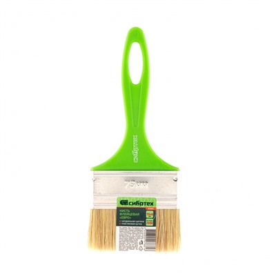 Кисть флейцевая "Евро", 75 x 8, натуральная щетина, пластиковая ручка Сибртех