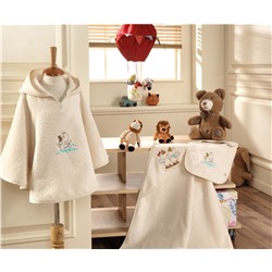 Комплект Пончо 4 Предметa 0-1 год Happy Duck Ekru Panço - EcoCotton