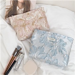 Capacious cosmetic bag, handheld liner, storage bag, flowered