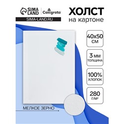 Холст на картоне Calligrata, хлопок 100%, 40×50 см, 3 мм, акриловый грунт, мелкое зерно, 280 г/м²
