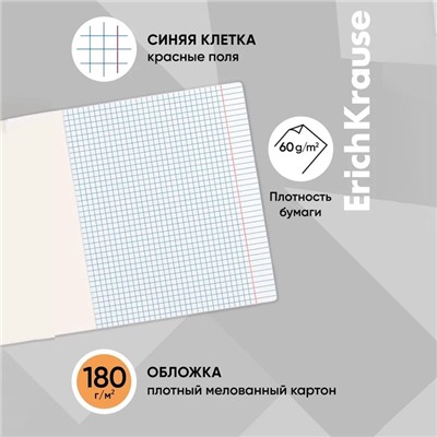 Тетрадь 12 листов в клетку ErichKrause Neon «Классика», обложка мелованный картон, оранжевая