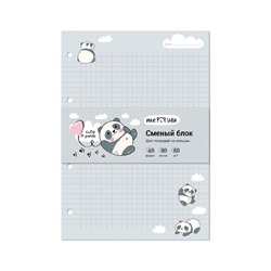 Сменный блок 80л., А5, MESHU "Cute panda", пленка т/у, в клетку