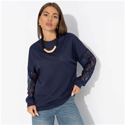 Свитшот с декоративными рукавами, Роскошь без пафоса (синий)