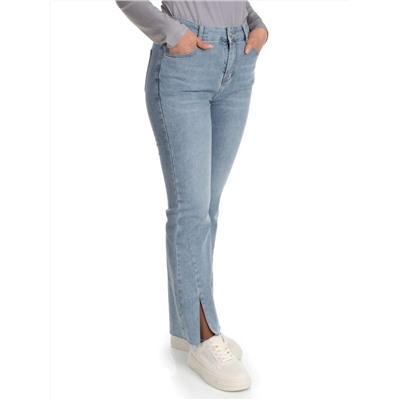 10101 BLUE Джинсы женские укороченные с разрезным низом AMG JEANS