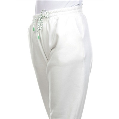 M053 WHITE Брюки спортивные женские на флисе (100% хлопок) 7986
