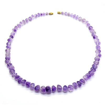 Бусы из Аметиста (Ватиха) галтовка, 62см, 94г