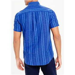 Short Sleeve Stripe Linen Shirt