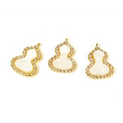 Подвеска Тыква Горлянка с перламутром и фианитами 10*13мм, золотистая