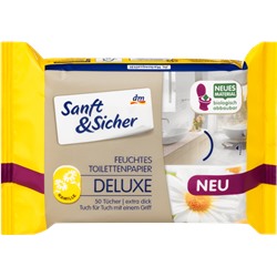 Sanft&Sicher Feuchtes Toilettenpapier Deluxe Kamille Nachfüllpack Влажная Туалетная бумага Deluxe Ромашка Запасная упаковка, 50 шт