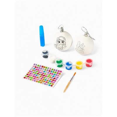 Елочные шары под раскраску «Лошадка» + краски, 2 шт., набор для творчества