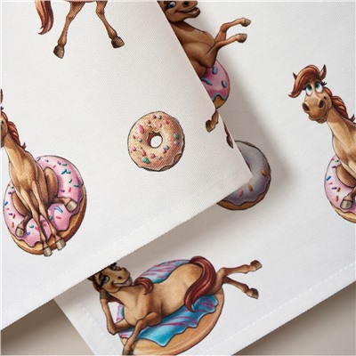 НАБОР ПОЛОТЕНЕЦ ИЗ 2ШТ "ЛОШАДЬ В ПОНЧИКАХ",БЕЛЫЙ,40Х60СМ ТВИЛ,100% ХЛОПОК