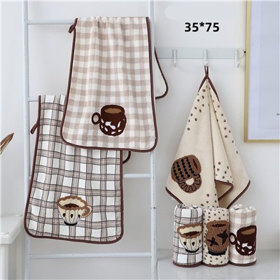 Полотенца “Кофе” 35*75 Микрофибра+махра