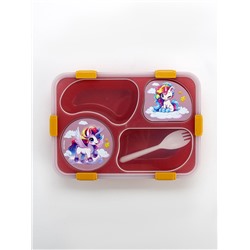 Ланч - бокс с 4 секциями «Единорог», 23×17×5.5 см, розовый