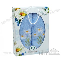 70x140 см. + 50x90 см. Махровый Набор Полотенец 2 шт/уп. Daisy Flowers TWO DOLPHINS