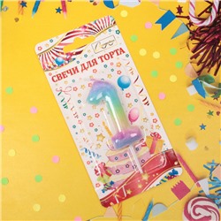 Свеча для торта Цифра Радуга "1" 6*4 см