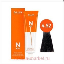 OLLIN "N-JOY" 4/52 – шатен махагоново–фиолетовый, перманентная крем-краска для волос 100мл