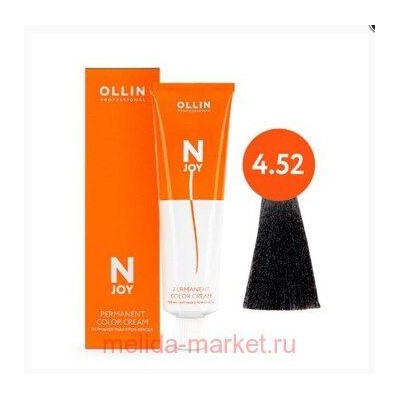 OLLIN "N-JOY" 4/52 – шатен махагоново–фиолетовый, перманентная крем-краска для волос 100мл