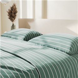 Постельное бельё Этель 1.5сп Mint stripes 143х215 см,150х214 см,70х70см-2 шт, 100% хлопок,поплин