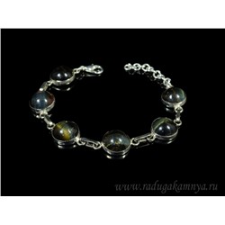 Браслет из соколиного глаза "Круг", 18,5см