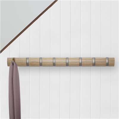 Вешалка настенная Flip, 81 см, 8 крючков, натуральное дерево