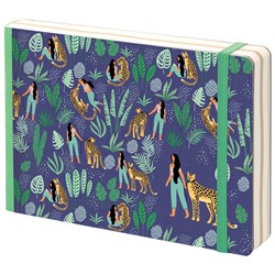 Скетчбук - альбом для рисования 80л., В6 "Lovely leopard", твердая обложка, карман, доп. листы крафт, 100г/м2