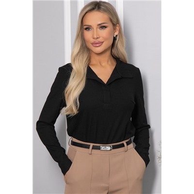 Лонгслив с воротничком Ритм жизни (черный) Б14408-6М