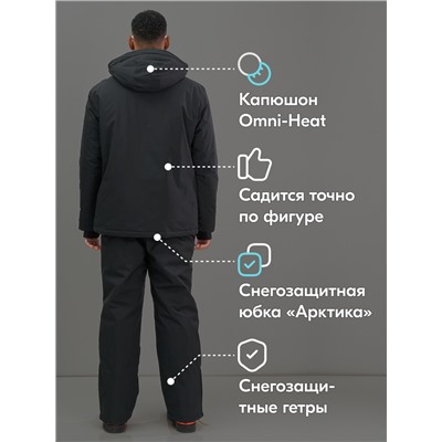 Горнолыжный костюм мужской зимний черного цвета 394Ch