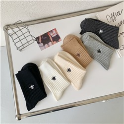 Cotton brand knee socks for men and women, with embroidery, mid-length