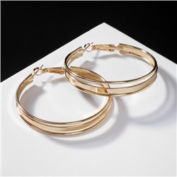 Серьги кольца тройные QF «Карма», d=4, цвет золото