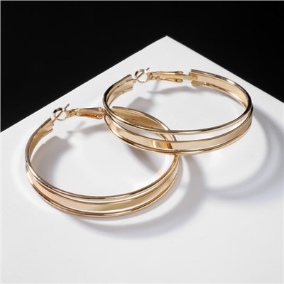 Серьги кольца тройные QF «Карма», d=4, цвет золото