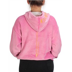 7004-7 PINK Худи велюровое женское на флисе