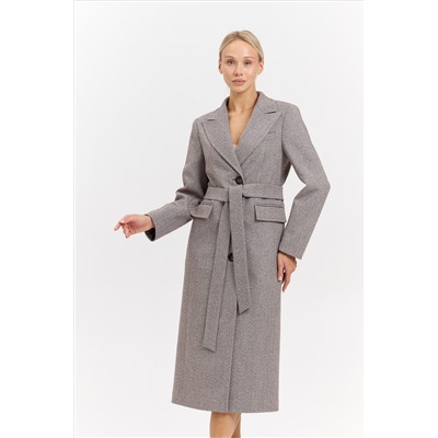 Пальто женское демисезонное 27210 (коричневый/ёлочка)