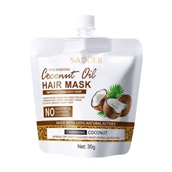 Восстанавливающая маска для волос с кокосовым маслом SADOER Coconut Oil Hair Mask, 30 гр