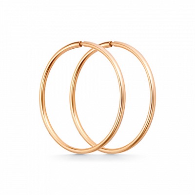 Серьги позолоченные сеч.круг 1,3 d-30 мм серебро 925*