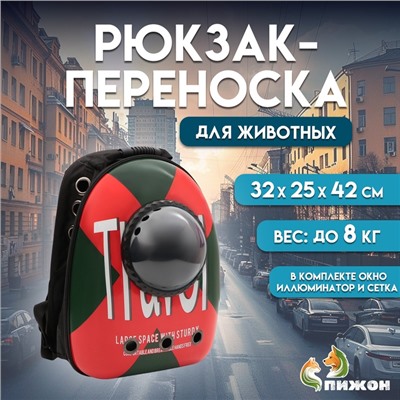 Рюкзак для переноски кошек и собак "Travel", с окном, 32 х 25 х 42 см