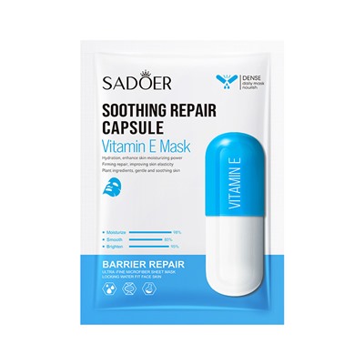 Тканевая маска для лица с витамином E питательная и увлажняющая SADOER Soothing Repair Capsule Vitamin E Mask, 25 гр