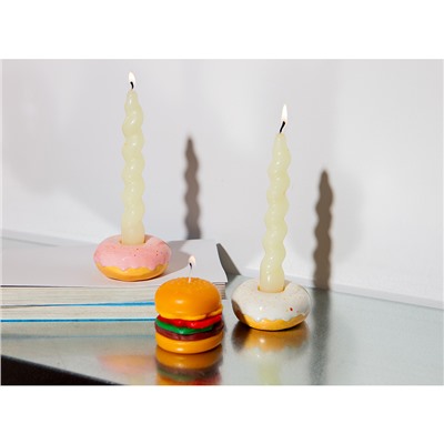 Подсвечник Fast food, Donut, Ø7 см, белый