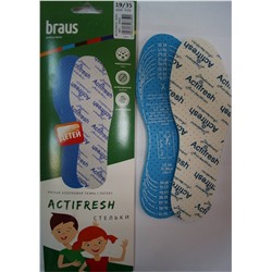 BRAUS Стельки детские ACTIFRESH KIDS(хлопковая такань+латекс) БЕЗРАЗМЕРНЫЕ р.19-35