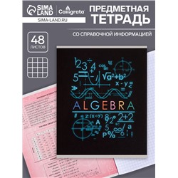 Тетрадь предметная 48 листов в клетку Calligrata, «СуперНеон. Алгебра», обложка мелованный картон
