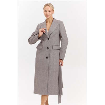 Пальто женское демисезонное 27210 (коричневый/ёлочка)